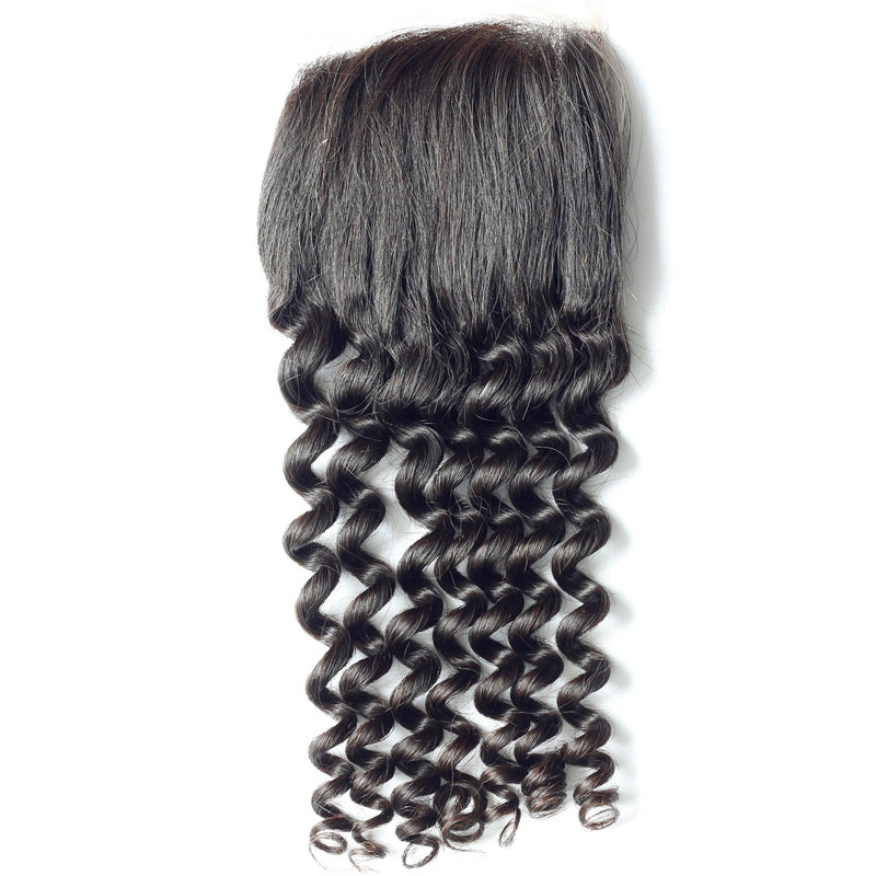 Cambodian Raw Hair Deepwave 4X4 HD Lace Closure Premium Cuticles Aligned One Donor Hair