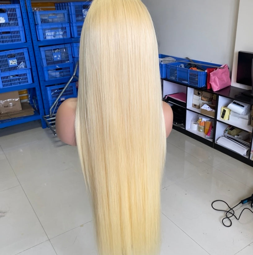 Raw 613 hair 13x6 HD Lace Frontal Blonde Premium Cuticles Aligned Straight Wig