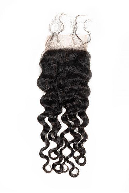 HD Lace closure deep wave 4X4inch cuticle aligned human hair