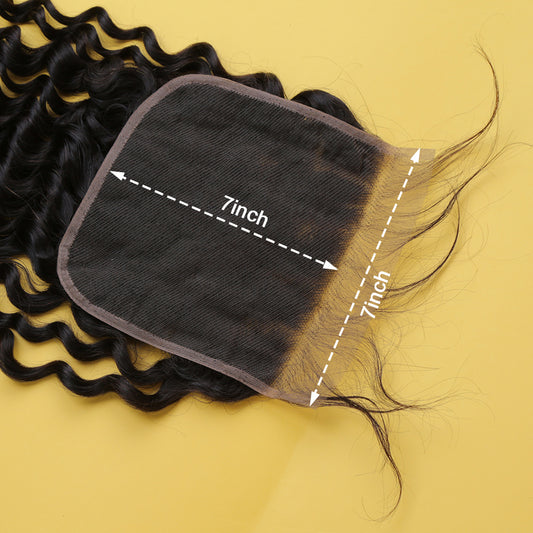 HD Lace closure deep wave 7X7 inch cuticle aligned human hair