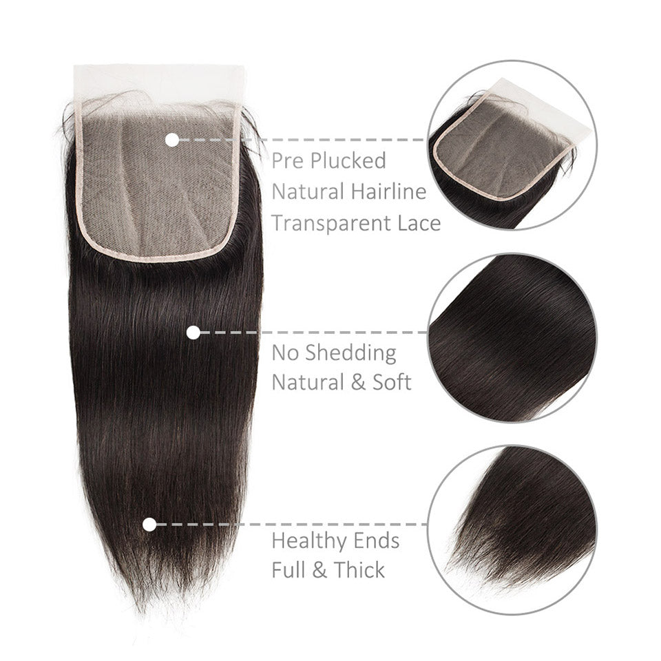 Cambodian Raw Hair Straight 6X6 HD Lace Closure Premium Cuticles Aligned One Donor Hair