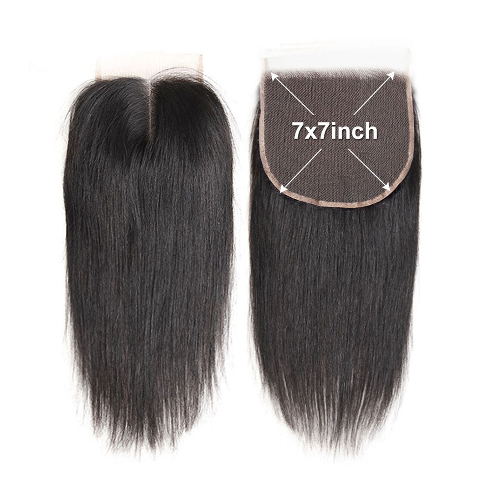 Cambodian Raw Hair Straight 7X7 HD  Lace Closure Premium Cuticles Aligned One Donor Hair